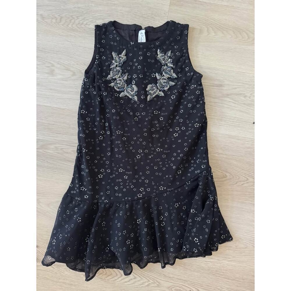 Minnie Minors Girls 8/9 Black Sequin Embellished Peplum Ruffle Party Dress